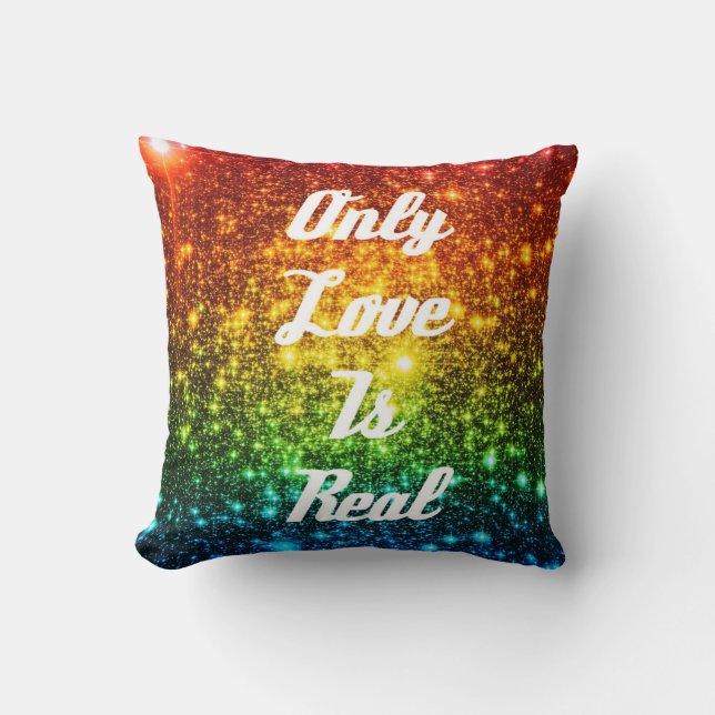 Only Love is Real Rainbow Stars Pride Pillow (Front)
