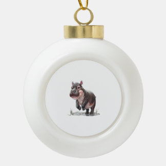 ONLY MOO DENG ART T-Shirt Ceramic Ball Christmas Ornament
