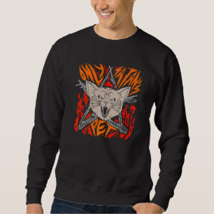 Only Satans Cat Evil Black Cat with Wings   Sweatshirt