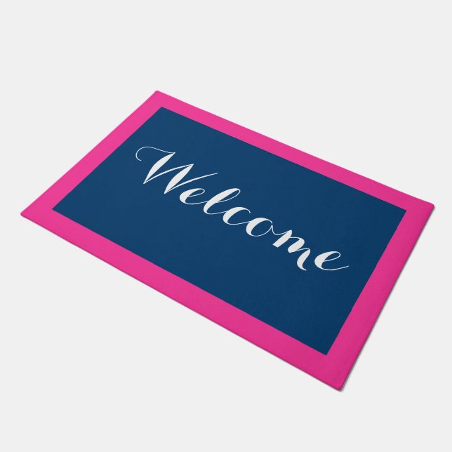 Only Stripes Frame pink + your background & ideas Doormat (Angled)