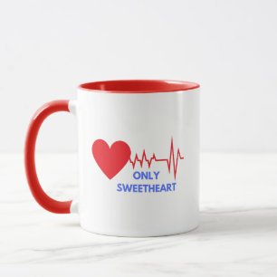 Only Sweetheart Heartbeat Red Heart Coffee Mug