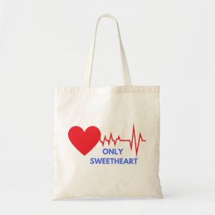 Only Sweetheart Heartbeat Red Heart Tote Bag