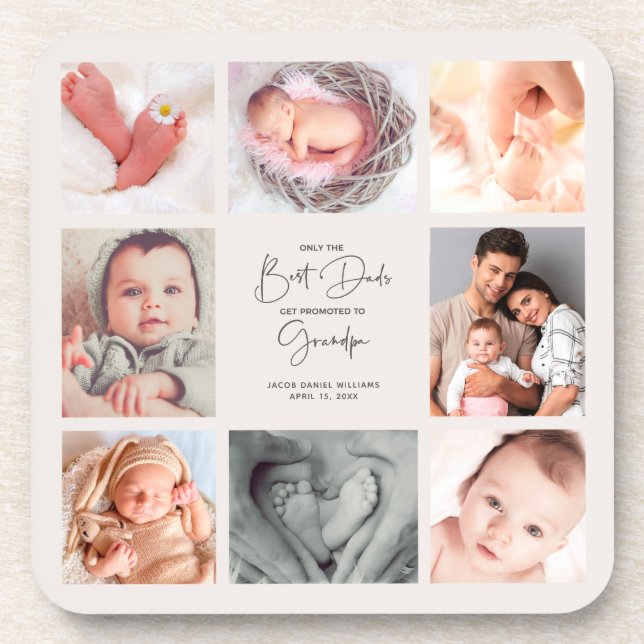 Only the Best Dads Get Promoted to Grandpa 8 Photo Coaster (Front)