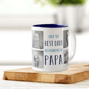 Only the Best Dads Get Promoted to Papa Photo Two-Tone Coffee Mug