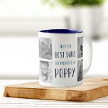 Only the Best Dads Get Promoted to Poppy Photo Two-Tone Coffee Mug<br><div class="desc">Only the best dads get promoted to Poppy! Celebrate him with this sweet photo mug featuring the quote in handwritten style typography and six of your favourite square photos. Personalise with a custom message and the year for a perfect Father's Day or Grandparents Day gift. Square format makes this mug...</div>