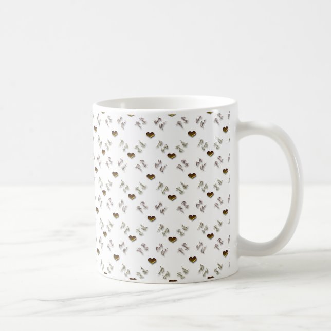 Only you. valentines love pattern with hearts. coffee mug (Right)