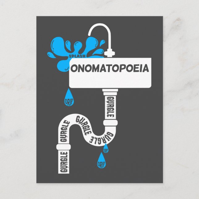 Onomatopoeia creative writing or poetry postcard (Front)