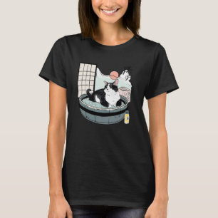 Onsen Bath Kitten Pet Lover Japanese Art Cute Cat T-Shirt