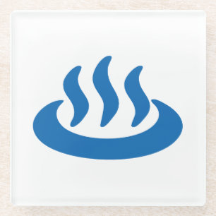 Onsen ♨ Hot Spring 温泉 Japanese Sign Glass Coaster