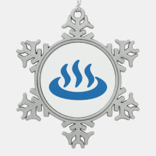 Onsen ♨ Hot Spring 温泉 Japanese Sign Snowflake Pewter Christmas Ornament