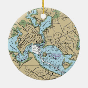Onset MA Nautical Chart Ceramic Ornament