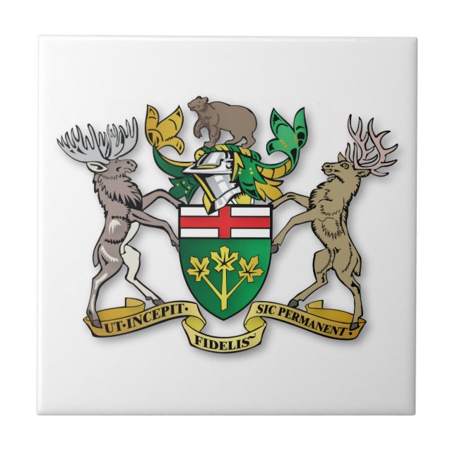 Ontario coat of arms ceramic tile (Front)