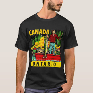 Ontario Fishing Vintage Travel Decal T-Shirt