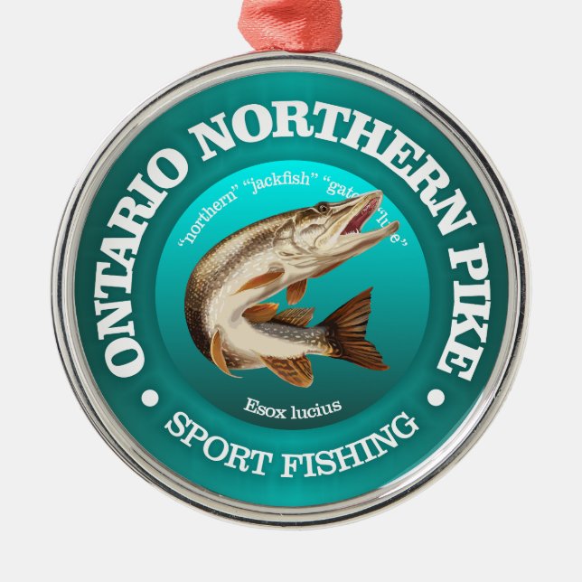 Ontario Pike Fishing Metal Ornament (Front)