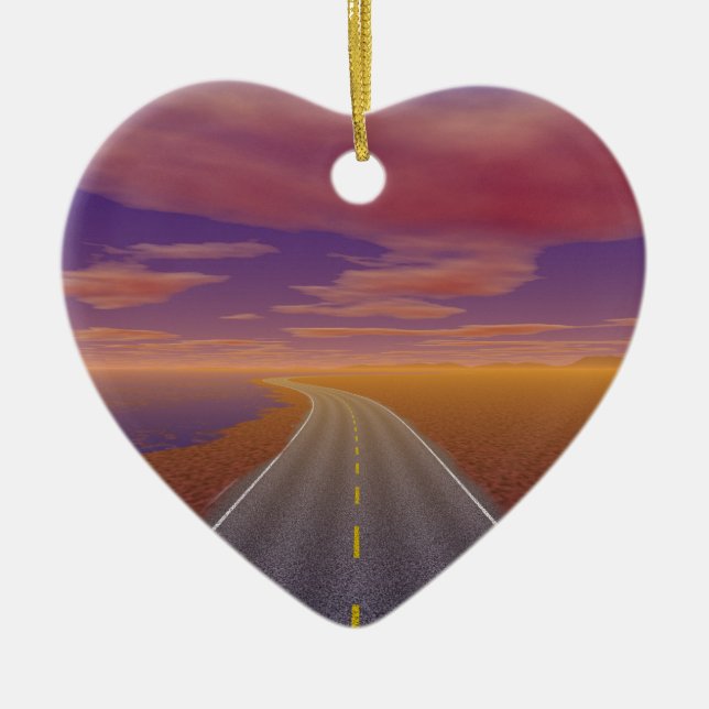 OnTheRoadAgain - Lonesome Trucker Ceramic Tree Decoration (Front)