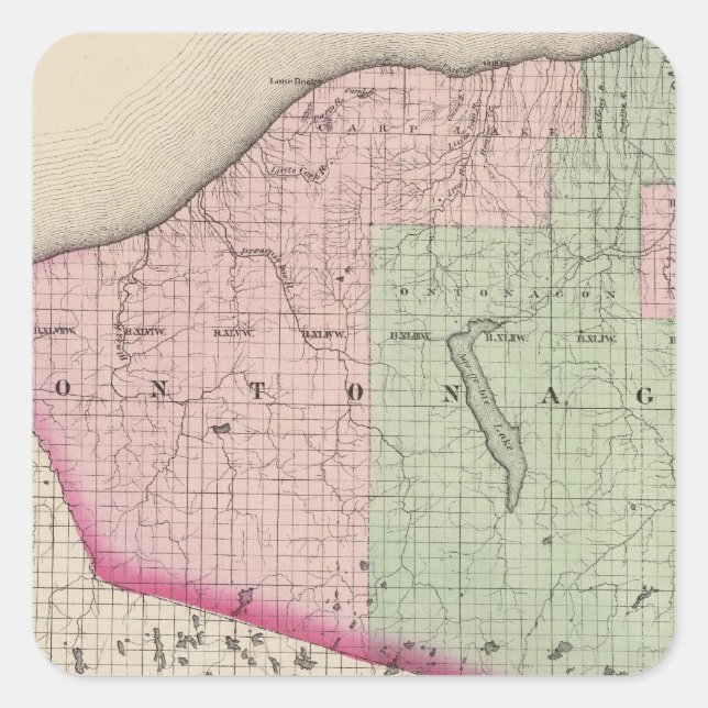 Ontonagon County Michigan Square Sticker (Front)