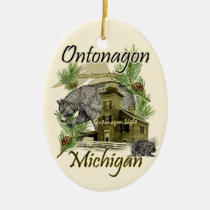 Ontonagon Light Lighthouse Michigan Ornament
