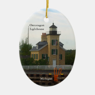 Ontonagon Lighthouse oval ornament