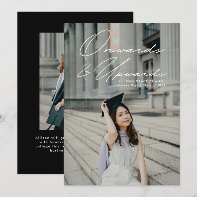 Onwards and Upwards 2 Photo Graduation Announcement (Front/Back)