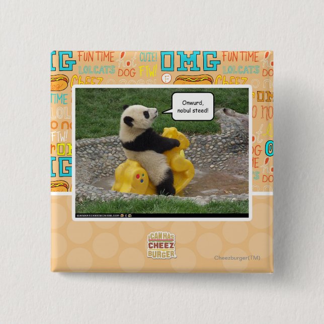 Onwurd, nobul steed! 15 cm square badge (Front)