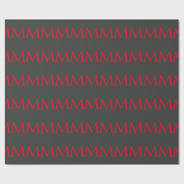 Onyx Black Red Monogram Modern Minimalist Wrapping Paper (Flat)