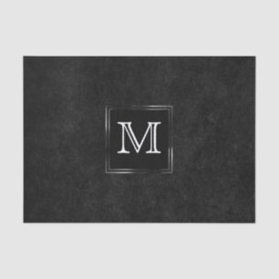 Onyx Black Velvet Chalkboard Grunge Monogram Tissue Paper