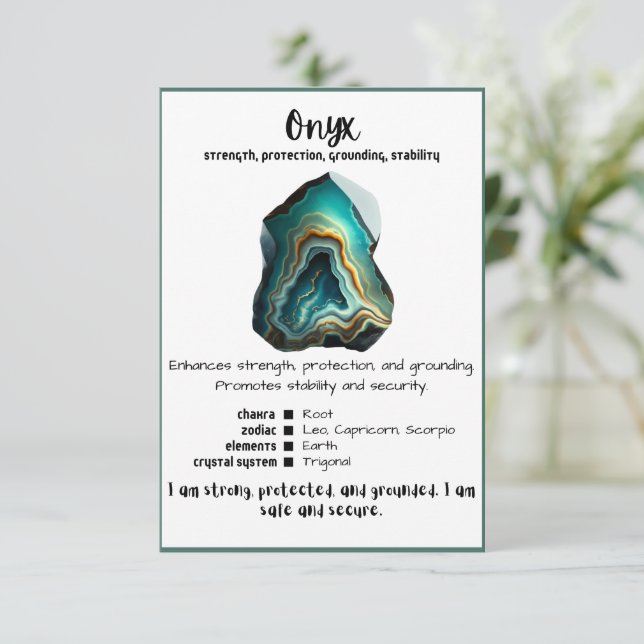 Onyx Crystal Meaning Card (Standing Front)