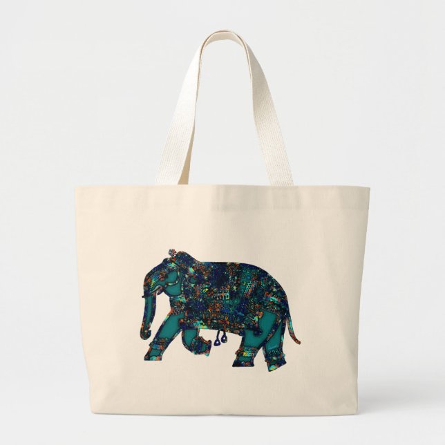 Onyx Elephant Large Tote Bag (Front)