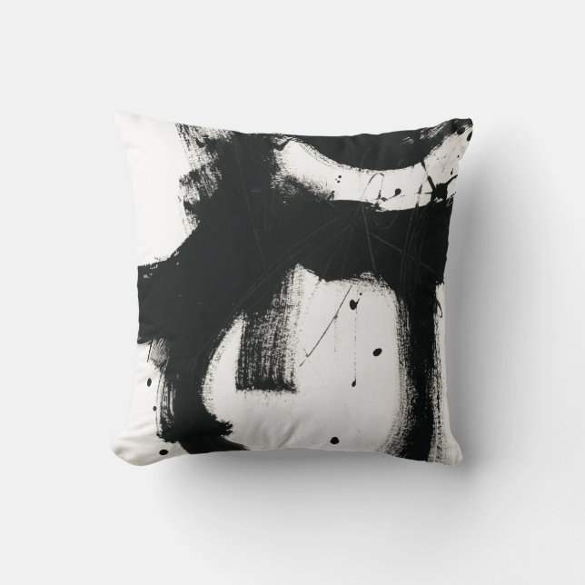 Onyx Gesture - Black Paint Strokes Cushion (Front)