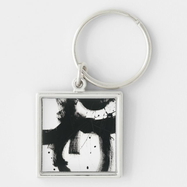Onyx Gesture - Black Paint Strokes Key Ring (Front)