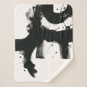 Onyx Gesture - Black Paint Strokes Sherpa Blanket