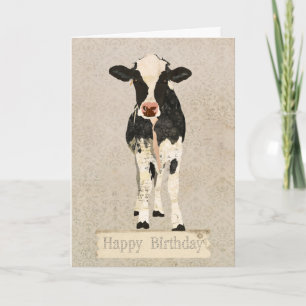 Onyx & Ivory Cow Birthday Card