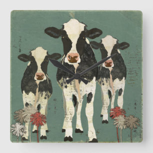 Onyx & Ivory Cows Clock