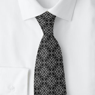 Onyx Leaves & Lines Tie