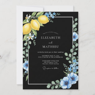 Onyx Lemon Citrus Eucalyptus Wedding Invitation