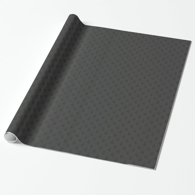 Onyx Leo Symbol Wrapping Paper (Unrolled)