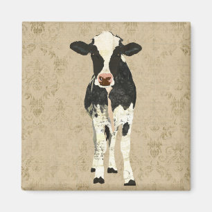 Onyx & Pearl Cow Magnet