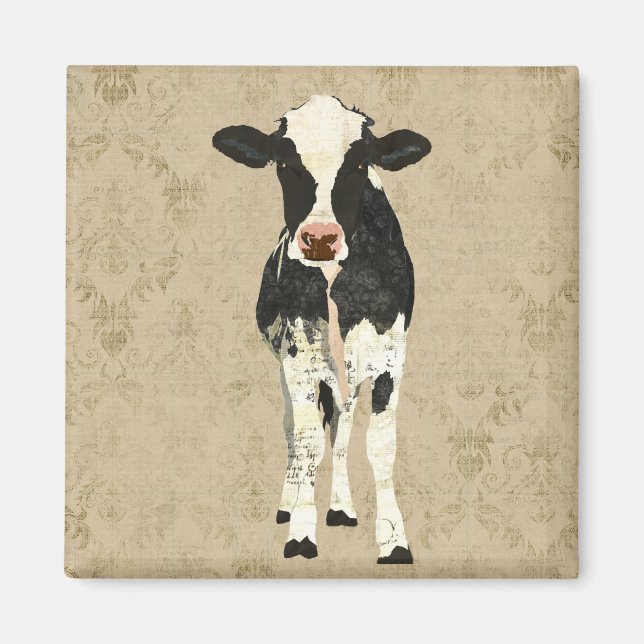 Onyx & Pearl Cow Magnet (Front)