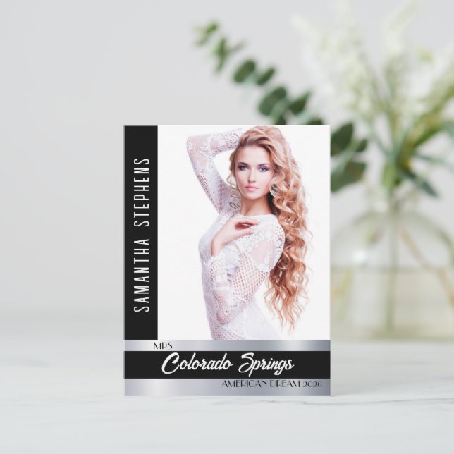 Onyx Shine Promo Photo Card for Pageants (Standing Front)