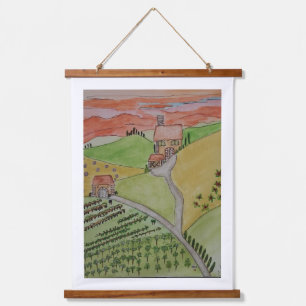 OOAK TUSCANY watercolor reproduced on canvas Hanging Tapestry