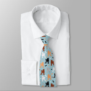 Oodles of Poodles and Bows Pattern Blue Tie
