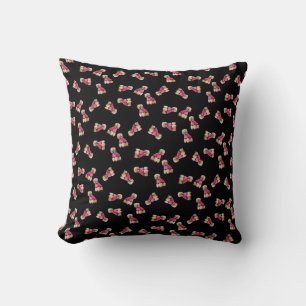 Oodles Of Poodles (Pink on Black) Cushion