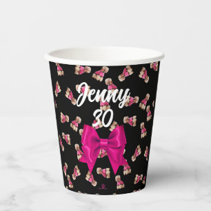 Oodles Of Poodles (Pink on Black) Party Paper Cups