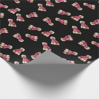 Oodles Of Poodles (Pink on Black) Wrapping Paper