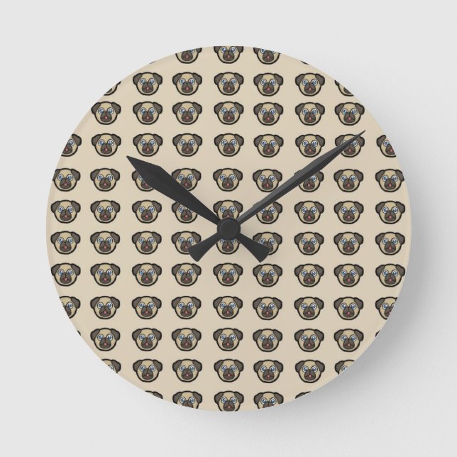 Oodles of Pugs Round Clock (Front)