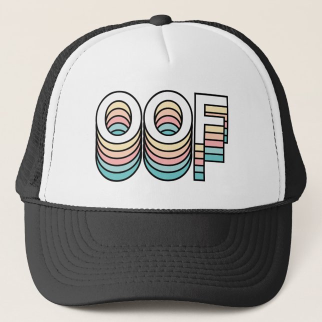 OOF Pastel Retro Aesthetic Modern Typography Trucker Hat (Front)