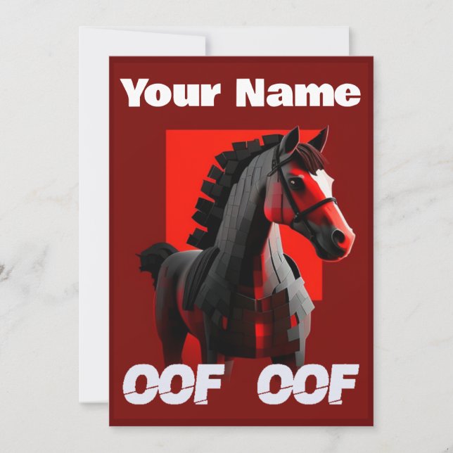 Oof Roblox Funny Meme Red Horse Invitation (Front)