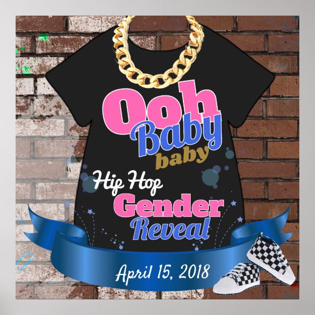 Ooh Baby Baby-Hip Hop Gender Reveal Party Sign (Front)