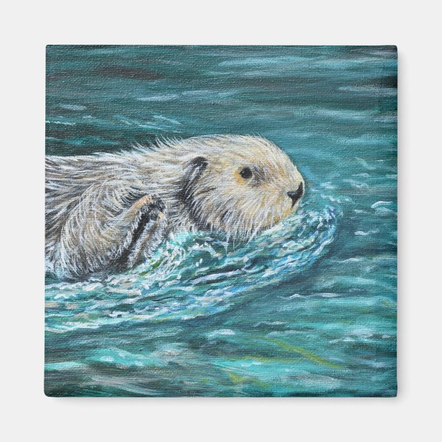 Ooh Goody Lunchtime Sea Otter Painting Magnet (Front)