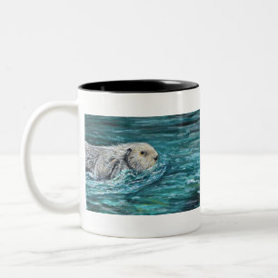 Ooh Goody Lunchtime Sea Otter Painting Two-Tone Coffee Mug